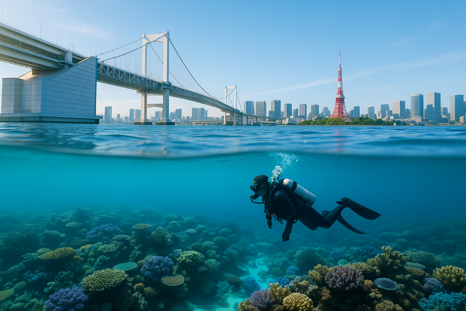 東京湾、透視度20メートルの快挙
